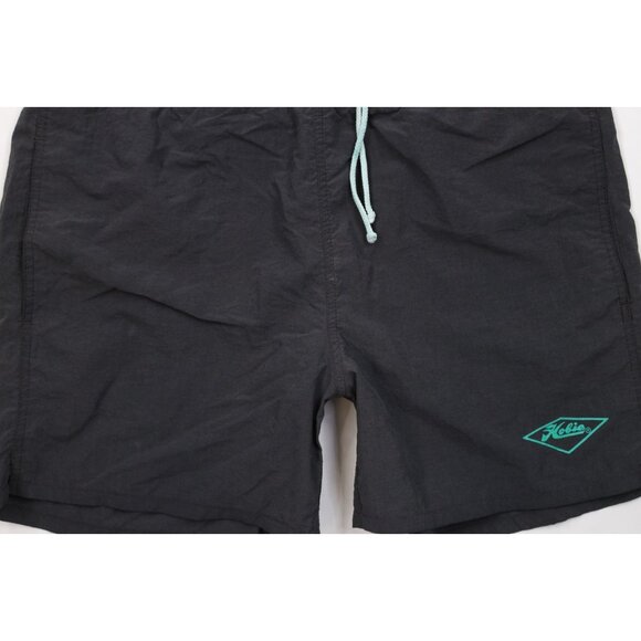 Vintage 90s Hobie Surfing Mens XL Faded Spell Out Lined Swim Trunks Shorts Black - Picture 3 of 15